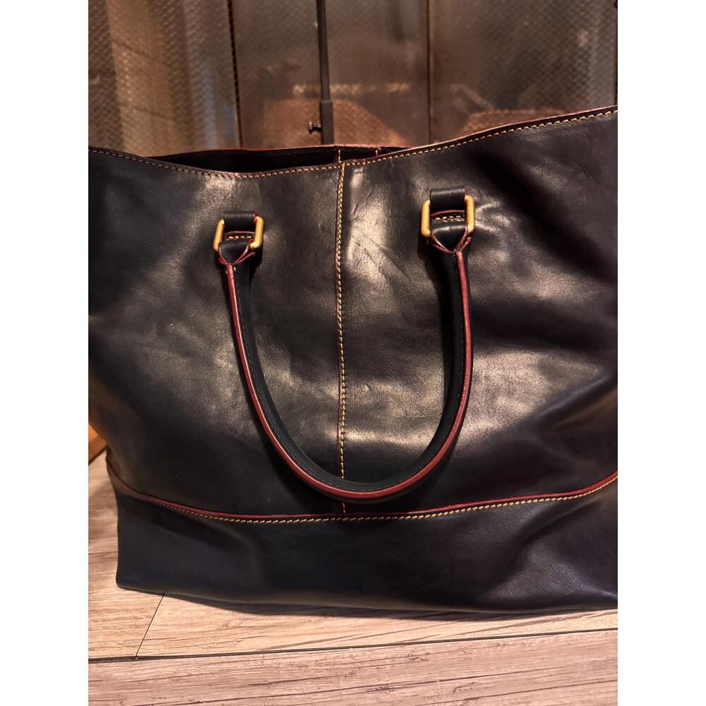 Navy Dooney Bourke Florentine Leather Chelsea Convertible Tote Bag - Picture 6 of 16